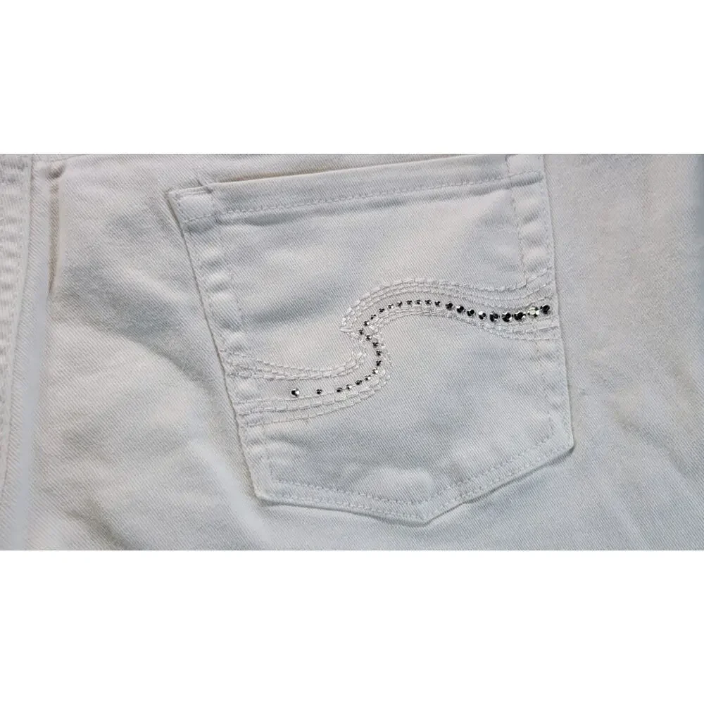L9) Gloria Vanderbilt Amanda Capri White Studded Denim Pants 18 Missy